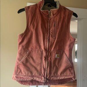 Carhartt Rust-Red Quilted Sherpa-Lined Work Vest